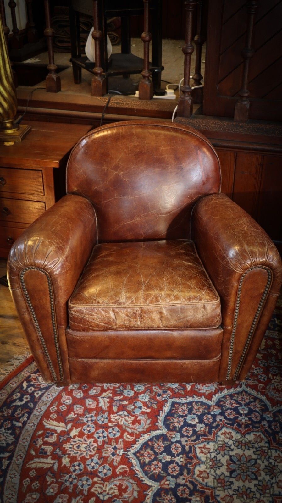 Stunning Pair Timothy Oulton Flea Market Leather Club Armchairs photo vinterior