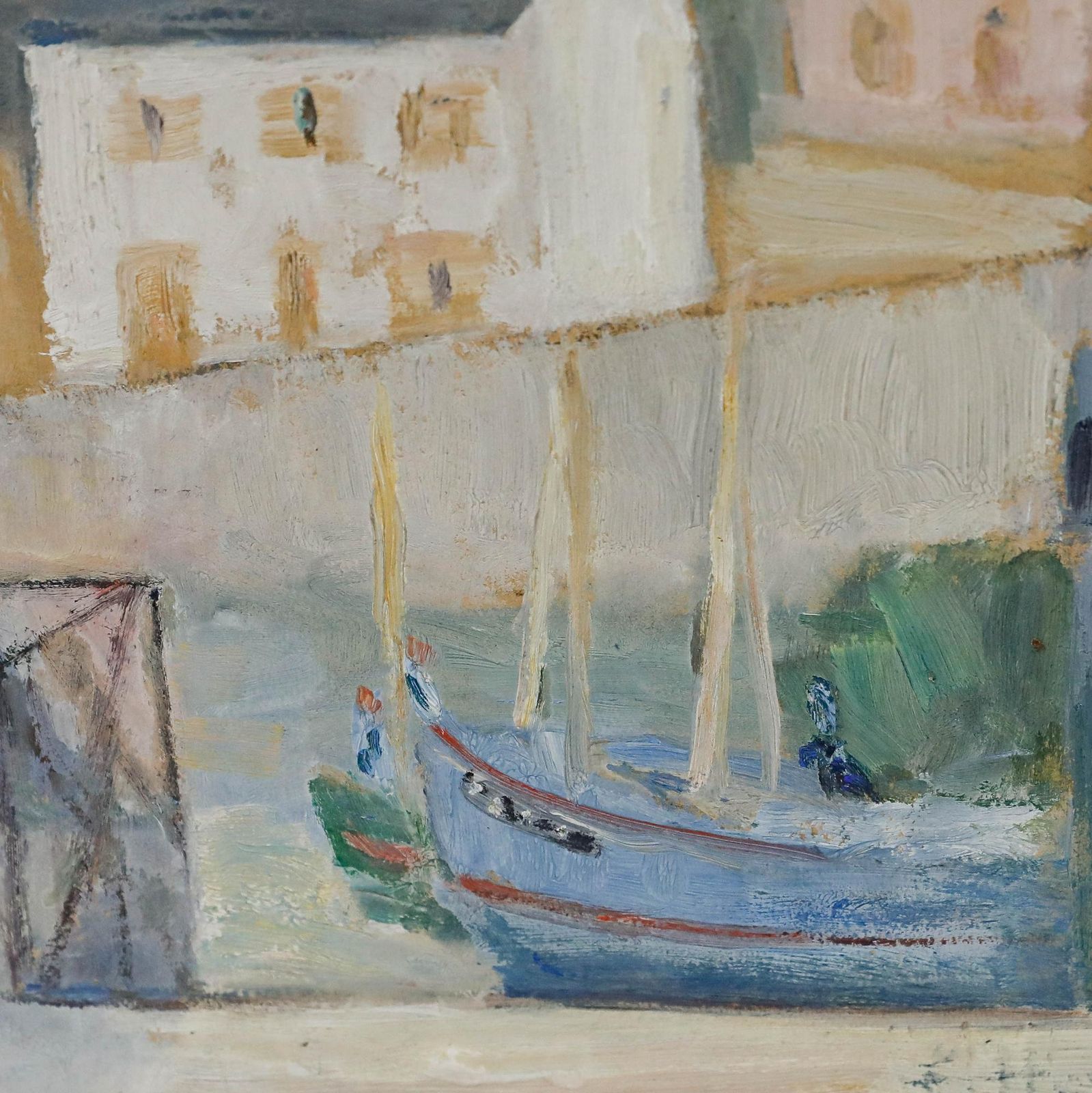 Cecile Hertz Eyrolles (1875 1974)   Mid 20th Century Oil, Fishing Village photo Art
