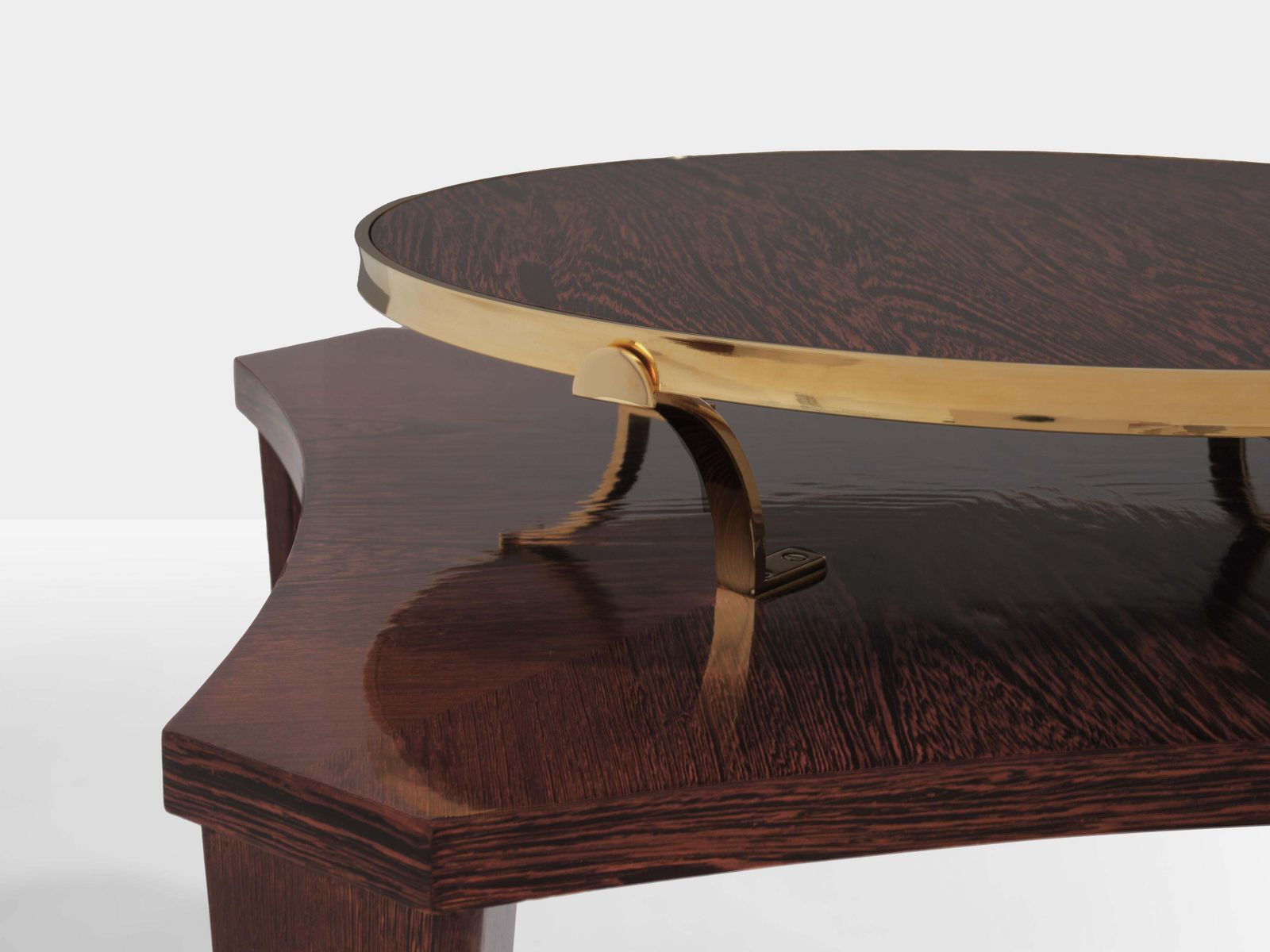Alberto Pinto Pair Of Wengé And Brass Side Tables 1990s photo vintage