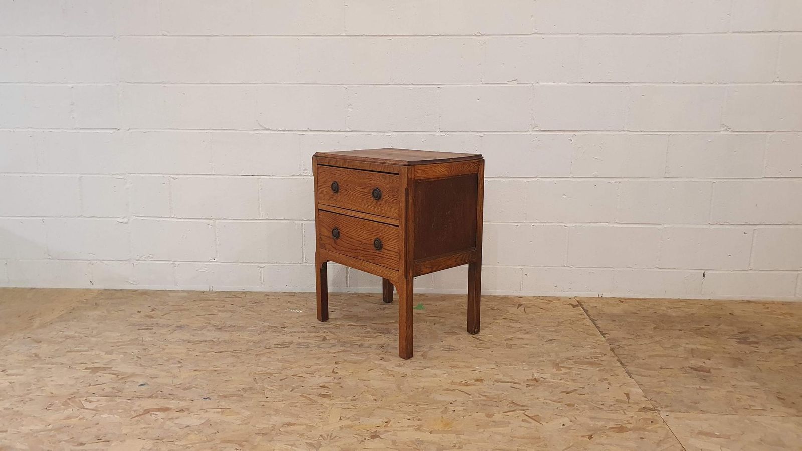 Petite 1920s Antique Golden Oak Chest Of Two Drawers photo for sale