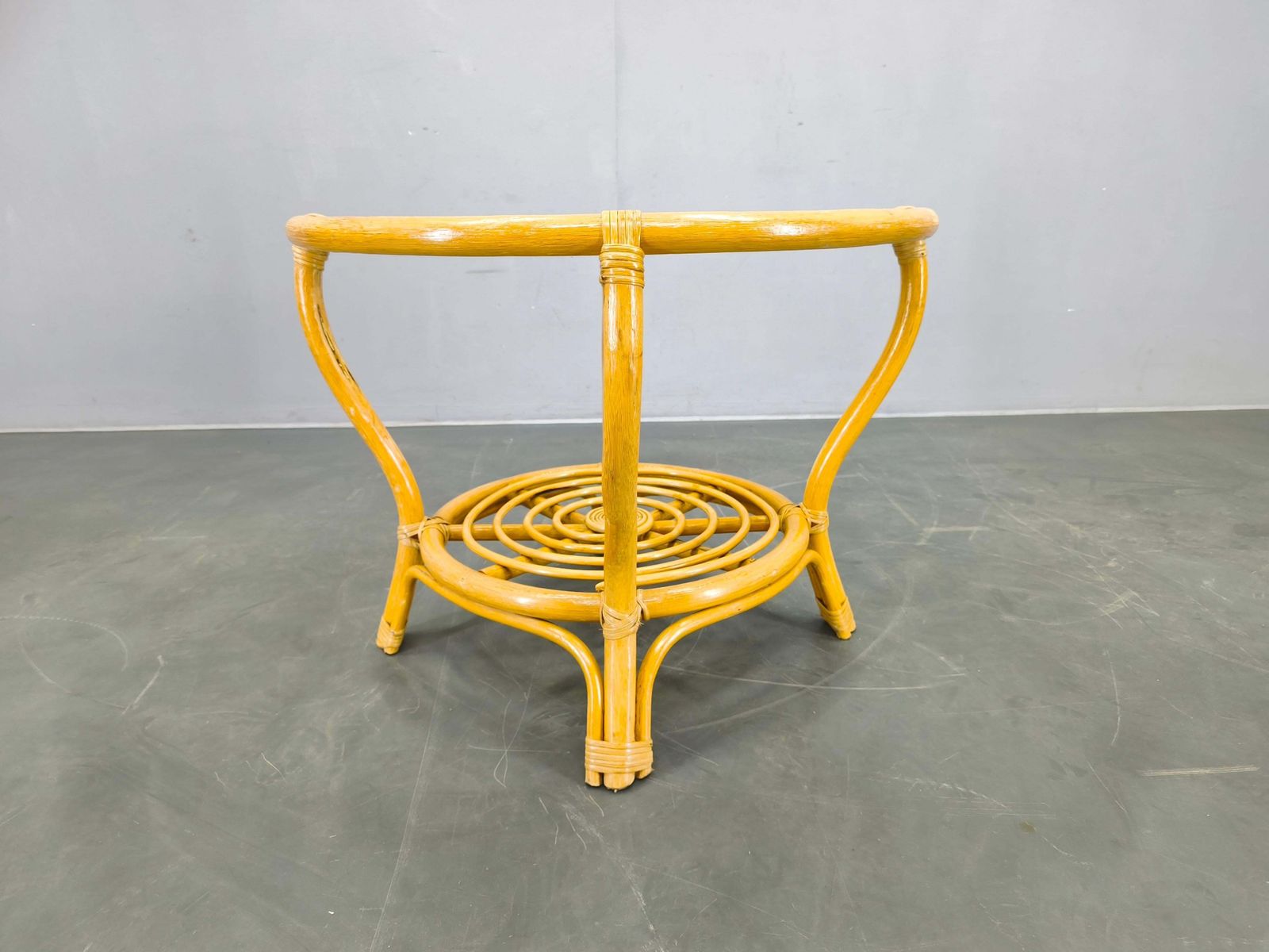 Italian Mid Century Rattan Coffee Table With Glass Top, 1960s photo for sale
