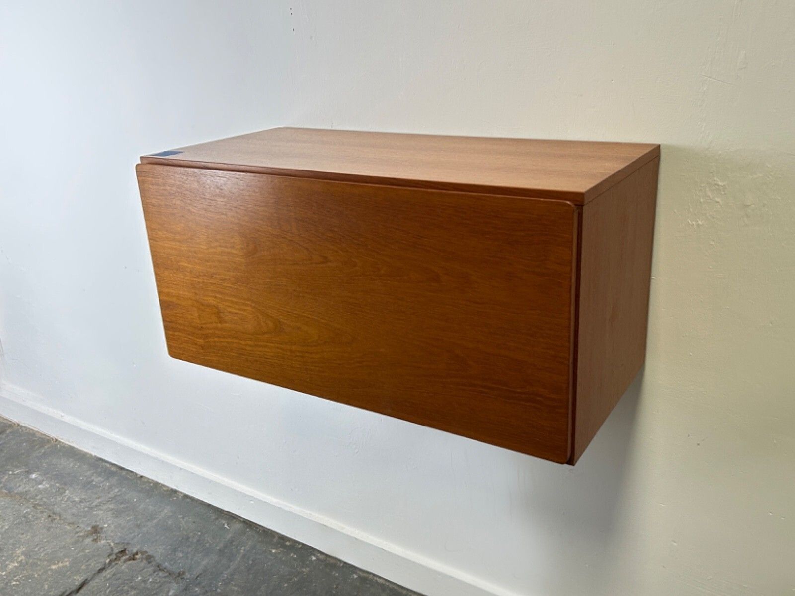 Mid Century Wall Mounted Illuminated Drop Front Desk Cabinet By Beaver & Tapley photo Furniture