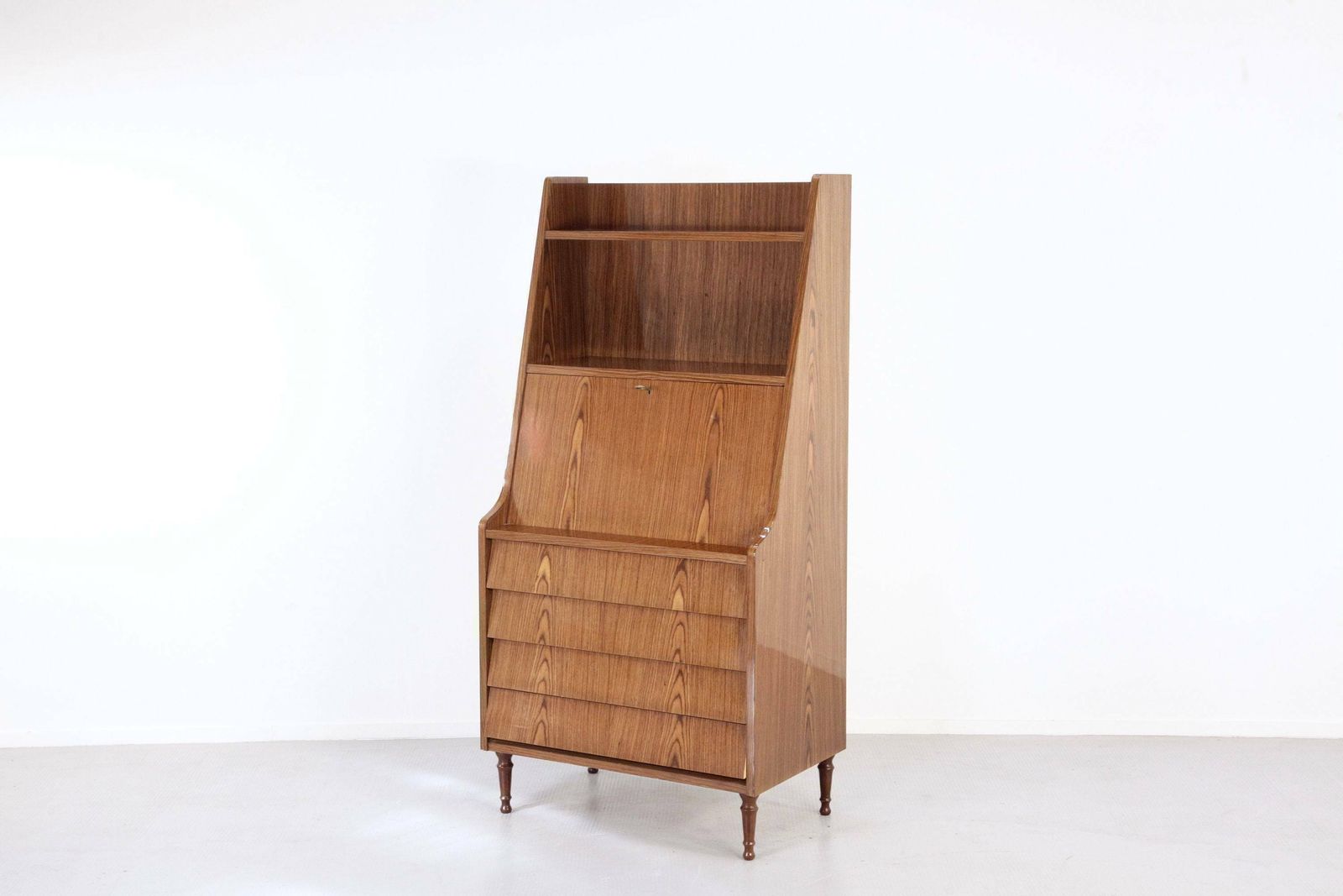 Midcentury Italian Bureau / Shelving Unit / Bookcase / Cupboard In Teak. Vintage Modern / Danish / Scandinavian Style. photo furniture