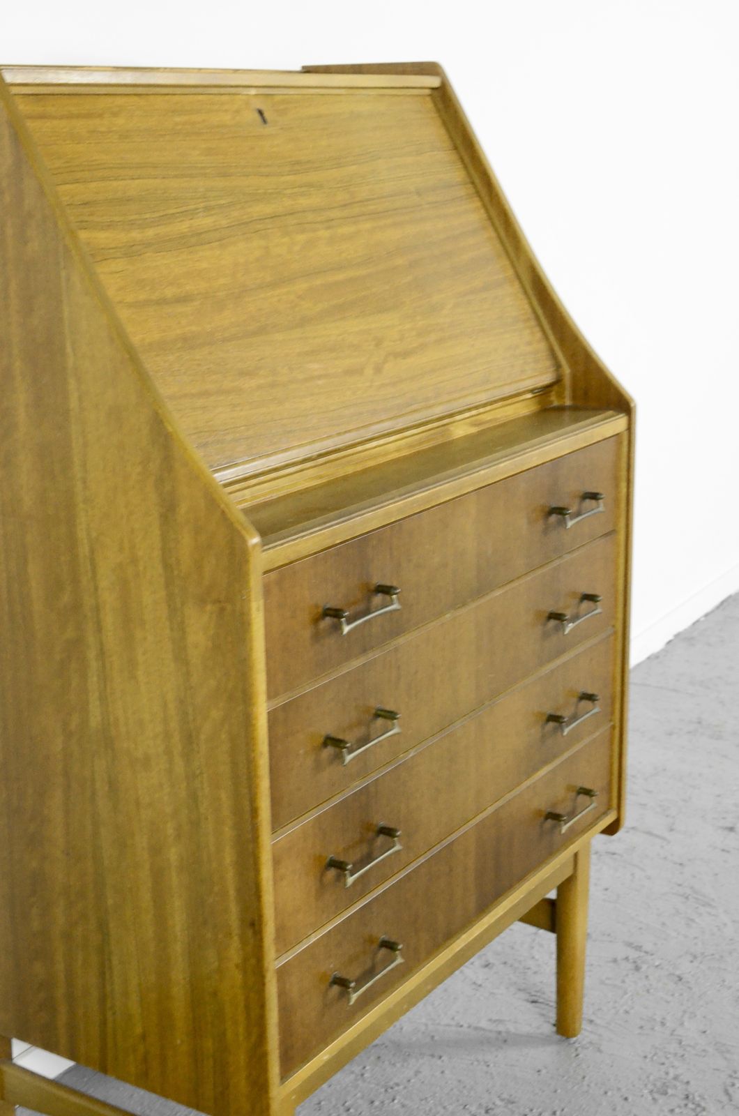 Midcentury Bureau Desk Cabinet In Teak Vintage Modern Danish Style photo furniture