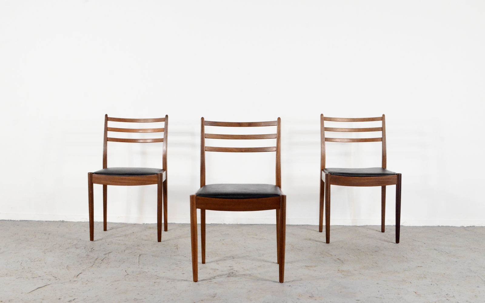 Set Of 4 Midcentury Teak And Leatherette Chairs By G Plan. Delivery. Vintage Modern / Danish Style. photo for sale