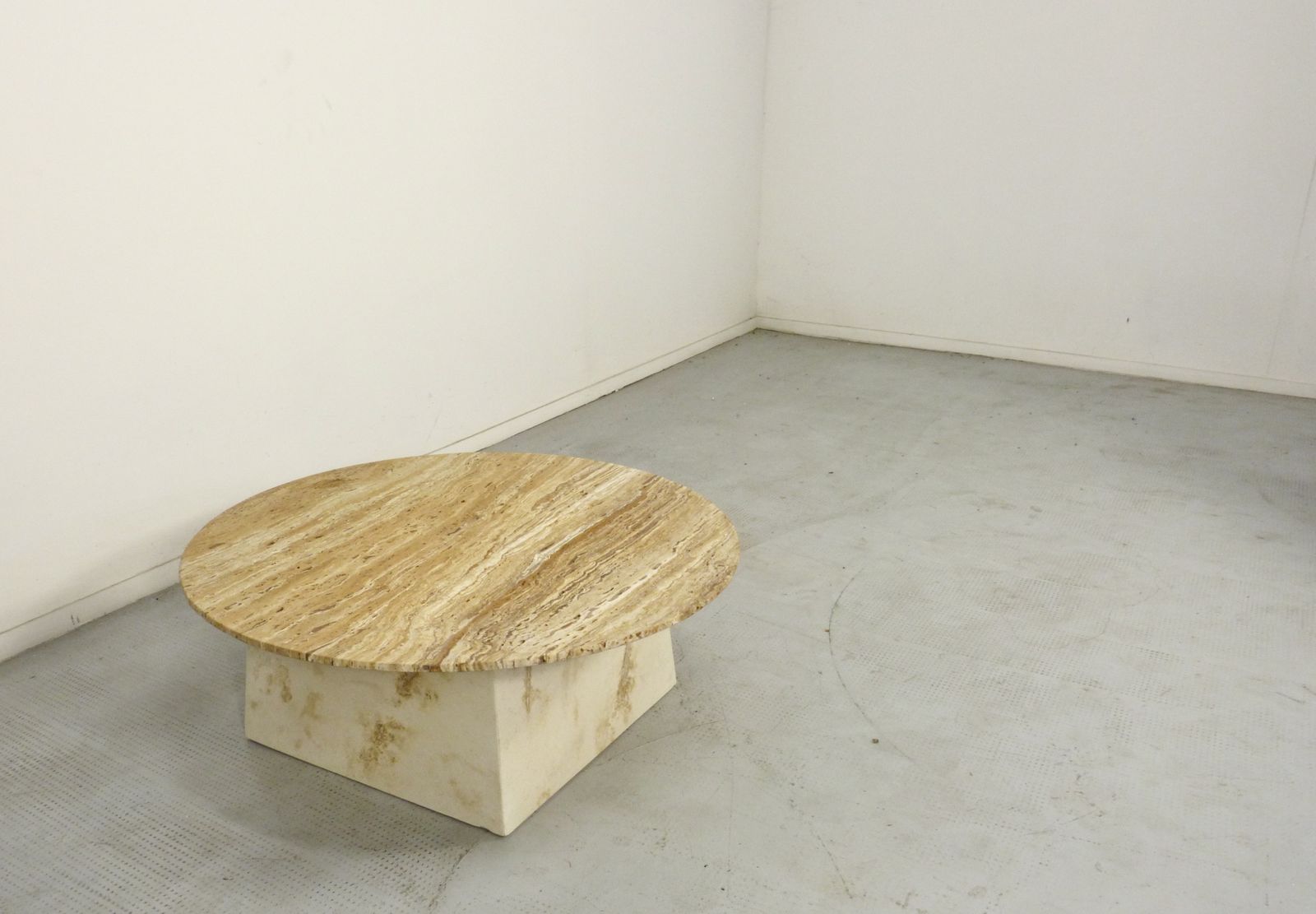 1970s Italian Travertine Minimalist Geometric Coffee Table. Modern / Midcentury / Retro. photo Furniture