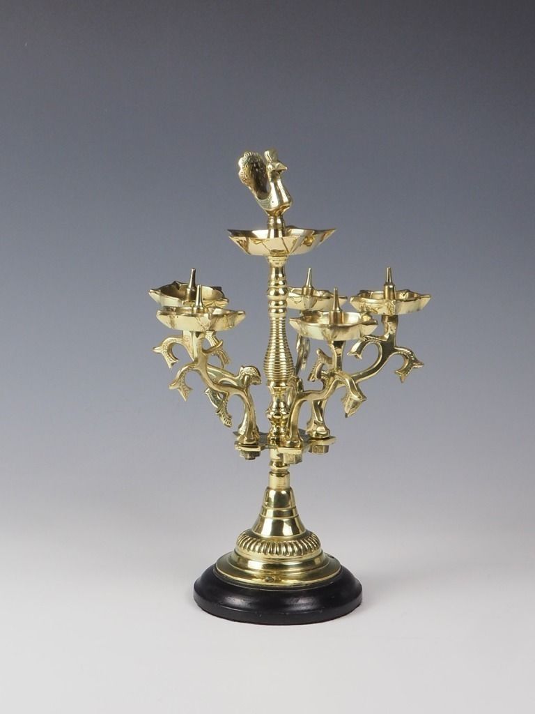 Antique Brass Candelabra Oil And Wick Lamp – Signed