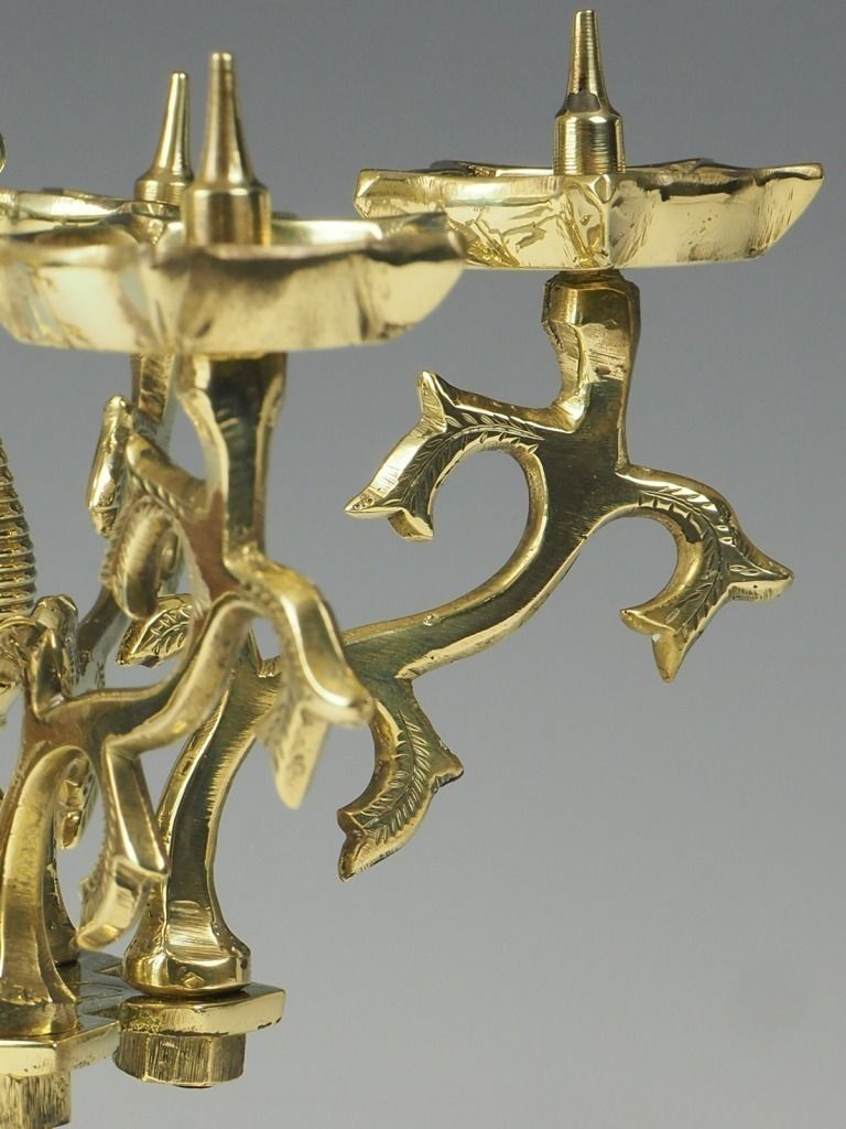 Antique Brass Candelabra Oil And Wick Lamp – Signed photo vinterior
