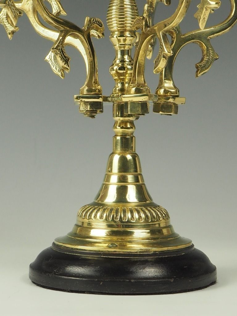 photo furniture Antique Brass Candelabra Oil And Wick Lamp – Signed