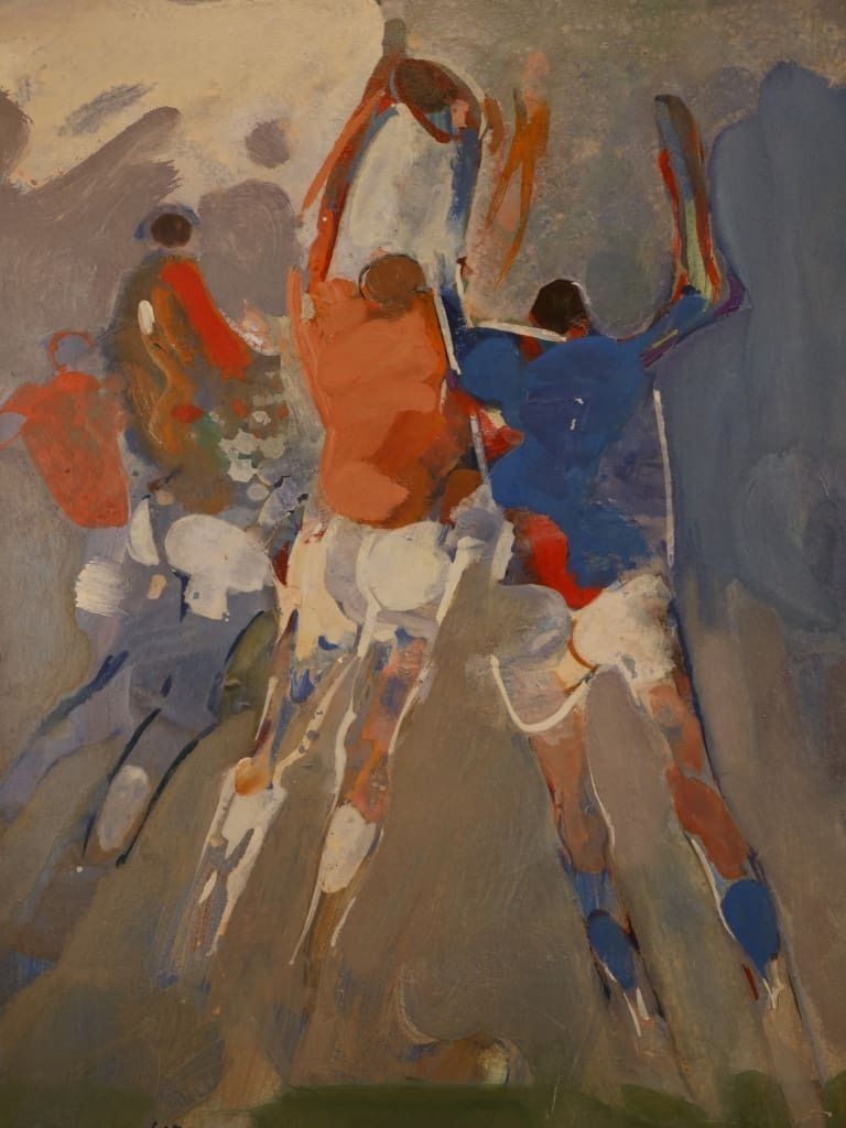 Pierre Chièze (1929–2011) Rugby The Line Out Mid Century French School