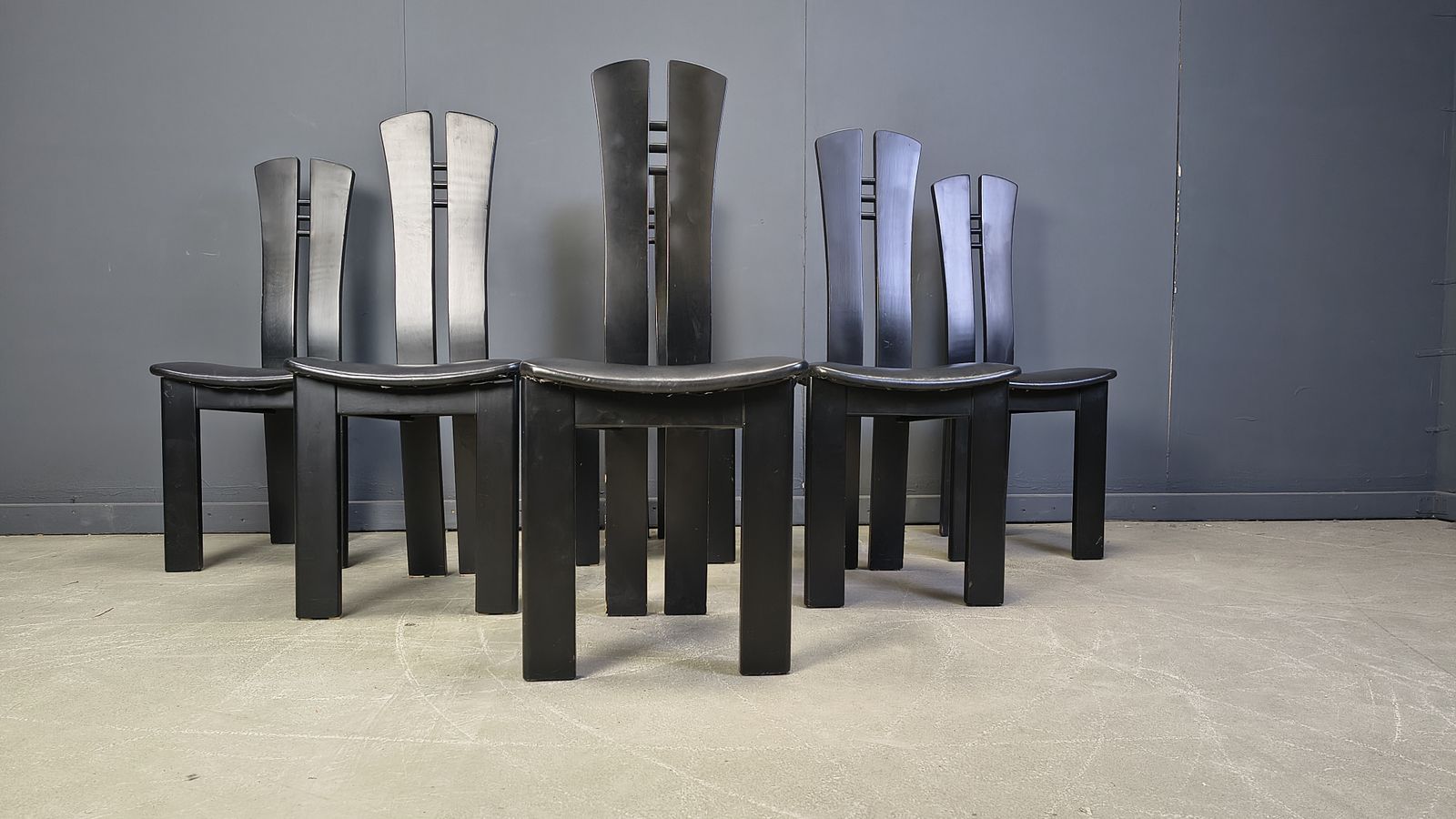 Furniture Post Modern Wooden Dining Chairs, 1980s   Set Of 6 photo