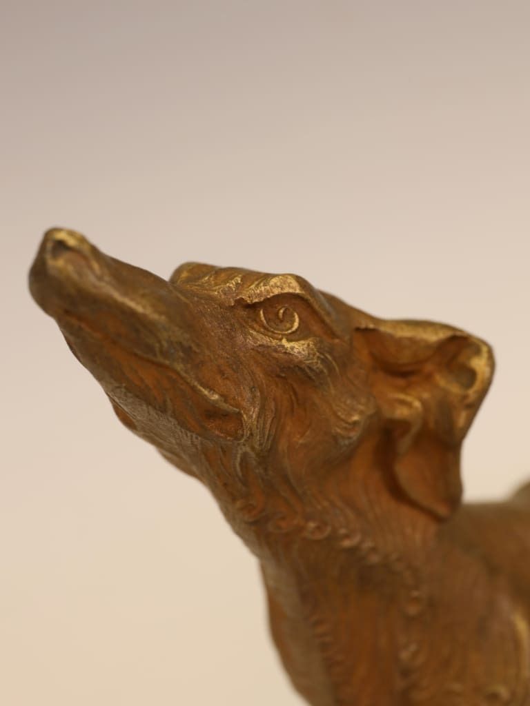 A Fine Pair Of French Art Deco Gold Patinated Saluki Sculptures photo vintage