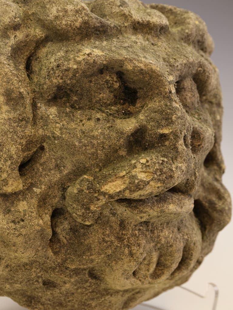 Rare 17th Century English Carved Stone Corbel Head photo for sale