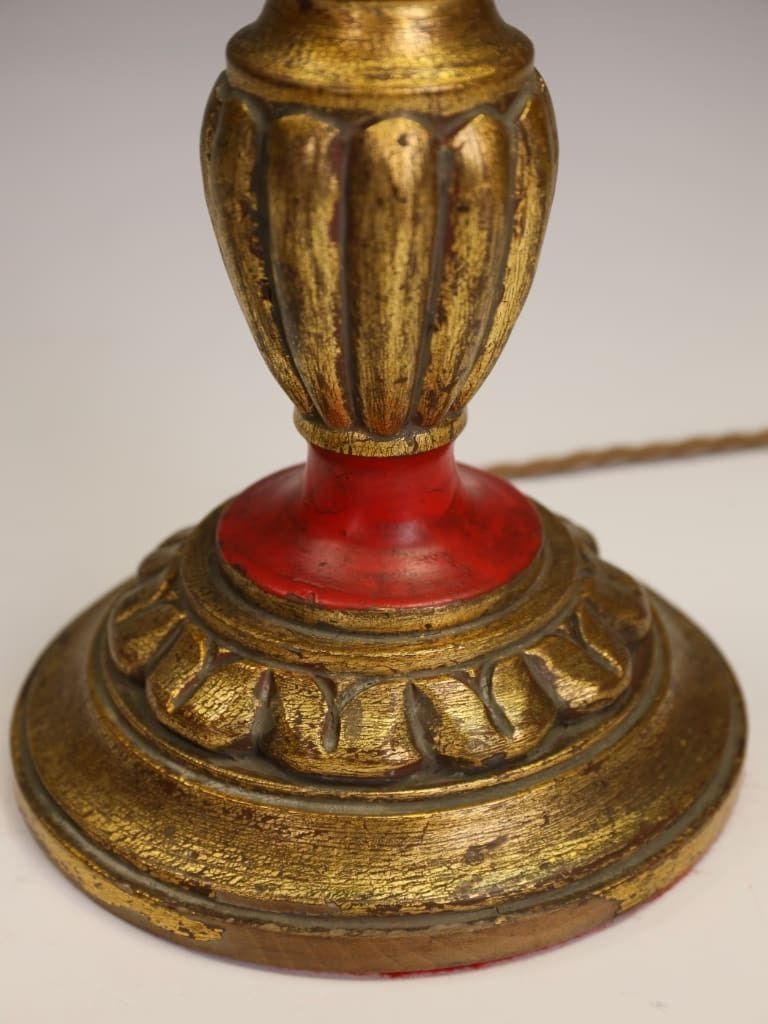 photo furniture An Elegant Pair Of 19th Century French Gilt Wood Candlestick Lamps