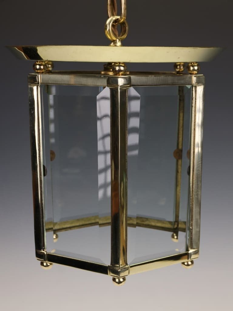 French 'Petitot' Gilt Brass Six Sided Hall Lantern photo furniture