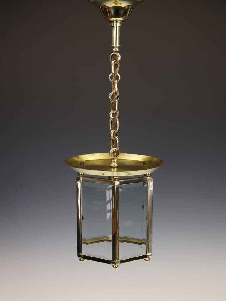 French 'Petitot' Gilt Brass Six Sided Hall Lantern photo Lighting