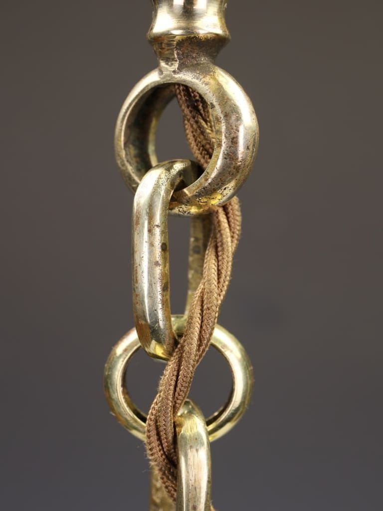 950.0 French 'Petitot' Gilt Brass Six Sided Hall Lantern photo