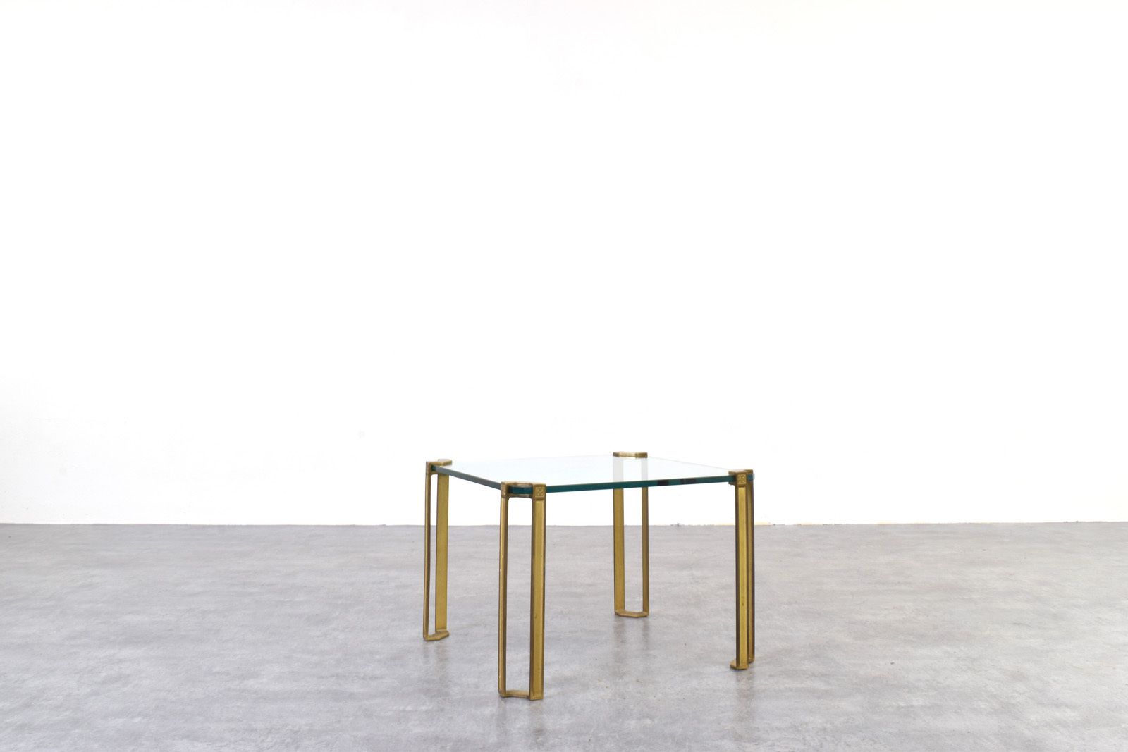 photo for sale Hollywood Regency Brass And Glass Coffee Tables By Peter Ghyczy, 1970s, Set Of 2