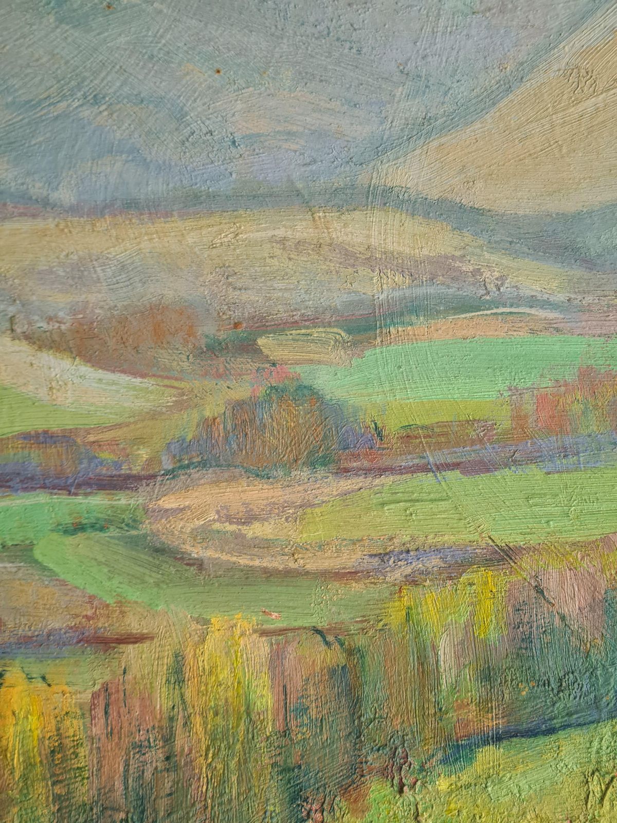 Jean Perret Fauvist Landscape: The Golden Trees, Oil On Board, Mid 20th Century. photo vinterior