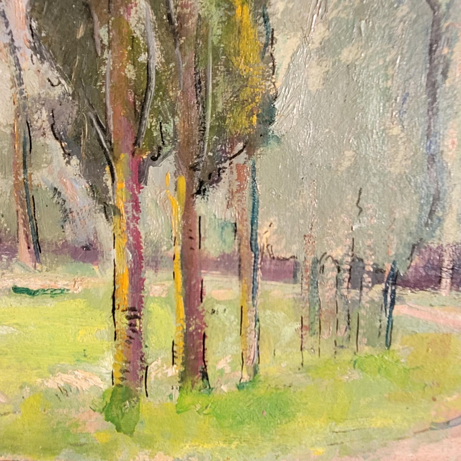Jean Perret Provençal Landscape With Cypress Trees. Oil On Board. 44cm X 54.5cm. photo vinterior