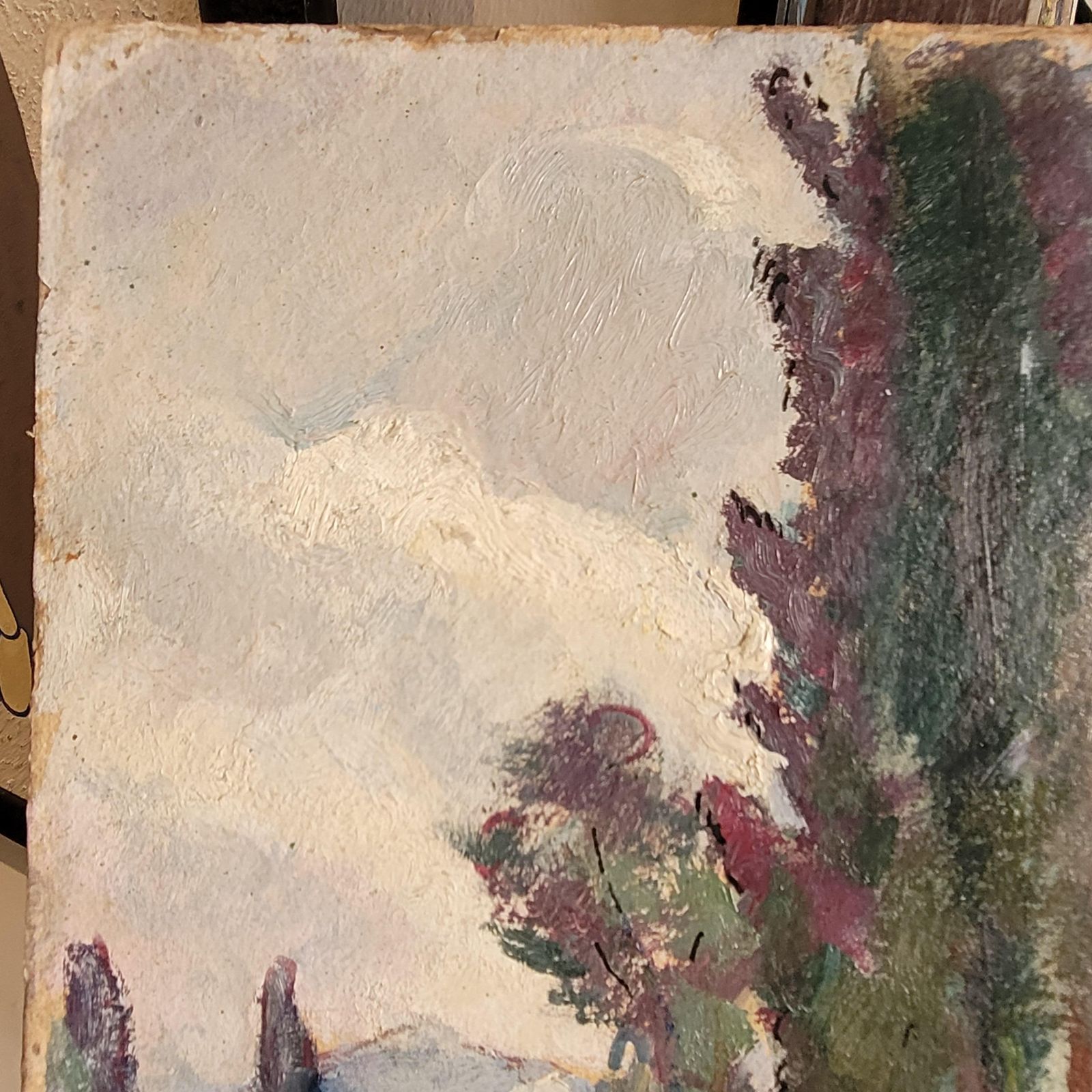Jean Perret Provençal Landscape With Cypress Trees. Oil On Board. 44cm X 54.5cm. photo vintage
