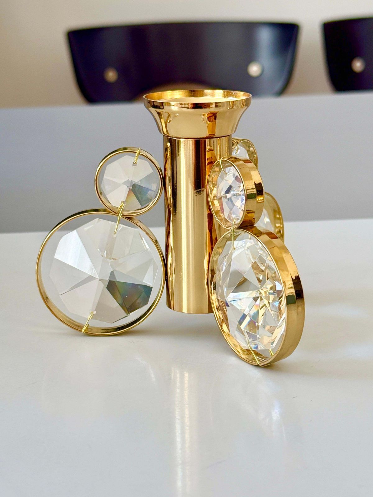 Set Of 6 Palwa Gaetano Sciolari Style Brass & Crystal Candle Holder Candlestick. photo furniture