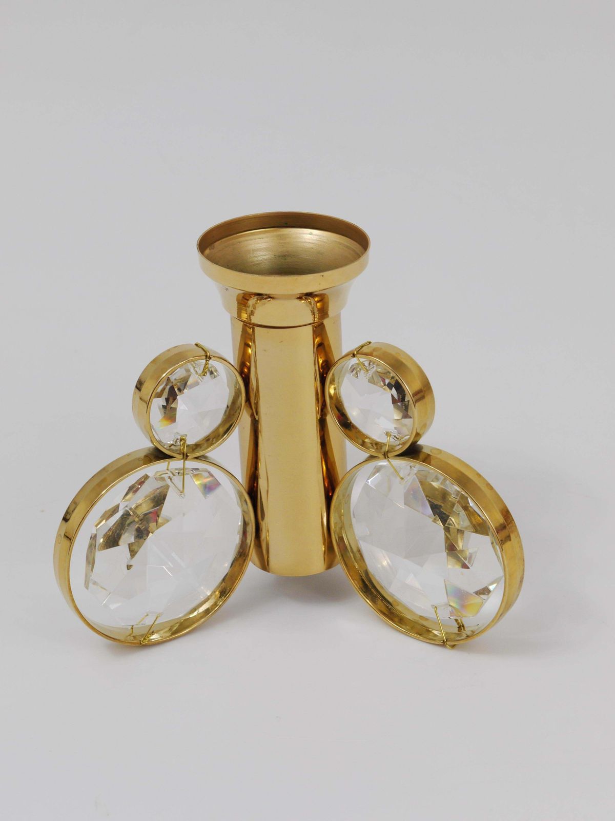 photo buy Set Of 6 Palwa Gaetano Sciolari Style Brass & Crystal Candle Holder Candlestick.