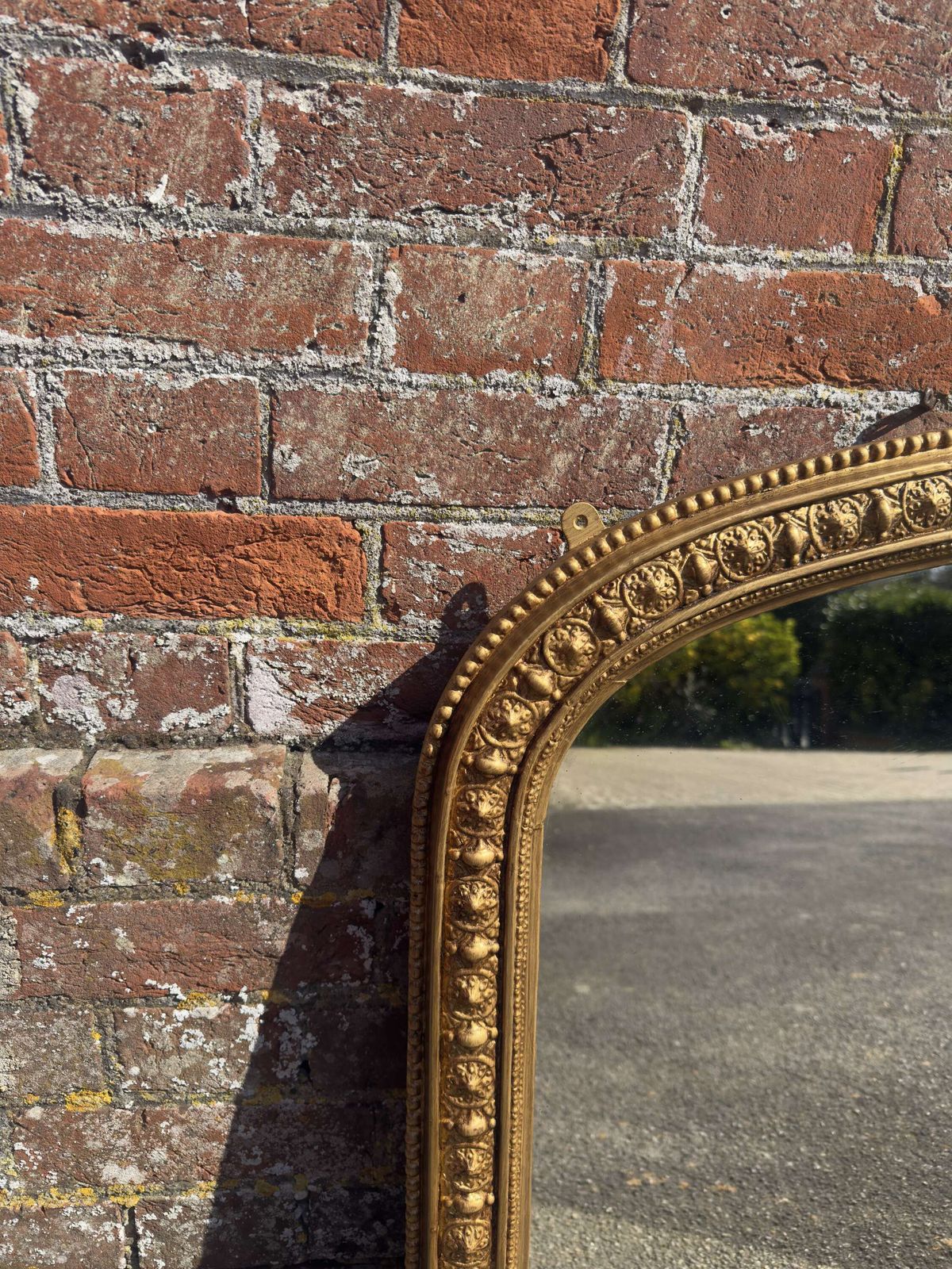 A Delightful Good Size Antique English 19th Century Arched Top Gilt Overmantle Mirror. photo furniture