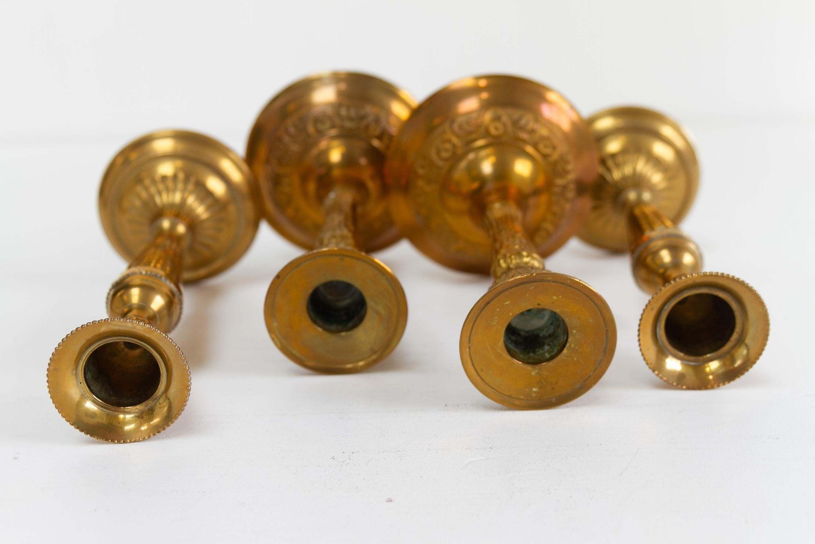 Vintage Danish Brass Candlesticks. Set Of 4. photo 222.0