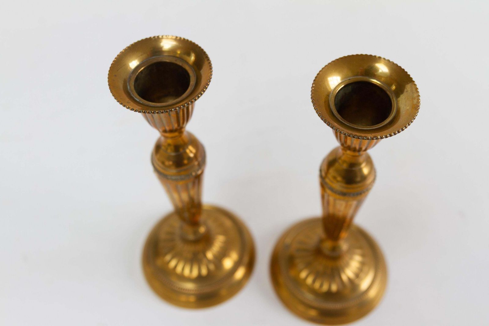 photo for sale Vintage Danish Brass Candlesticks. Set Of 4.