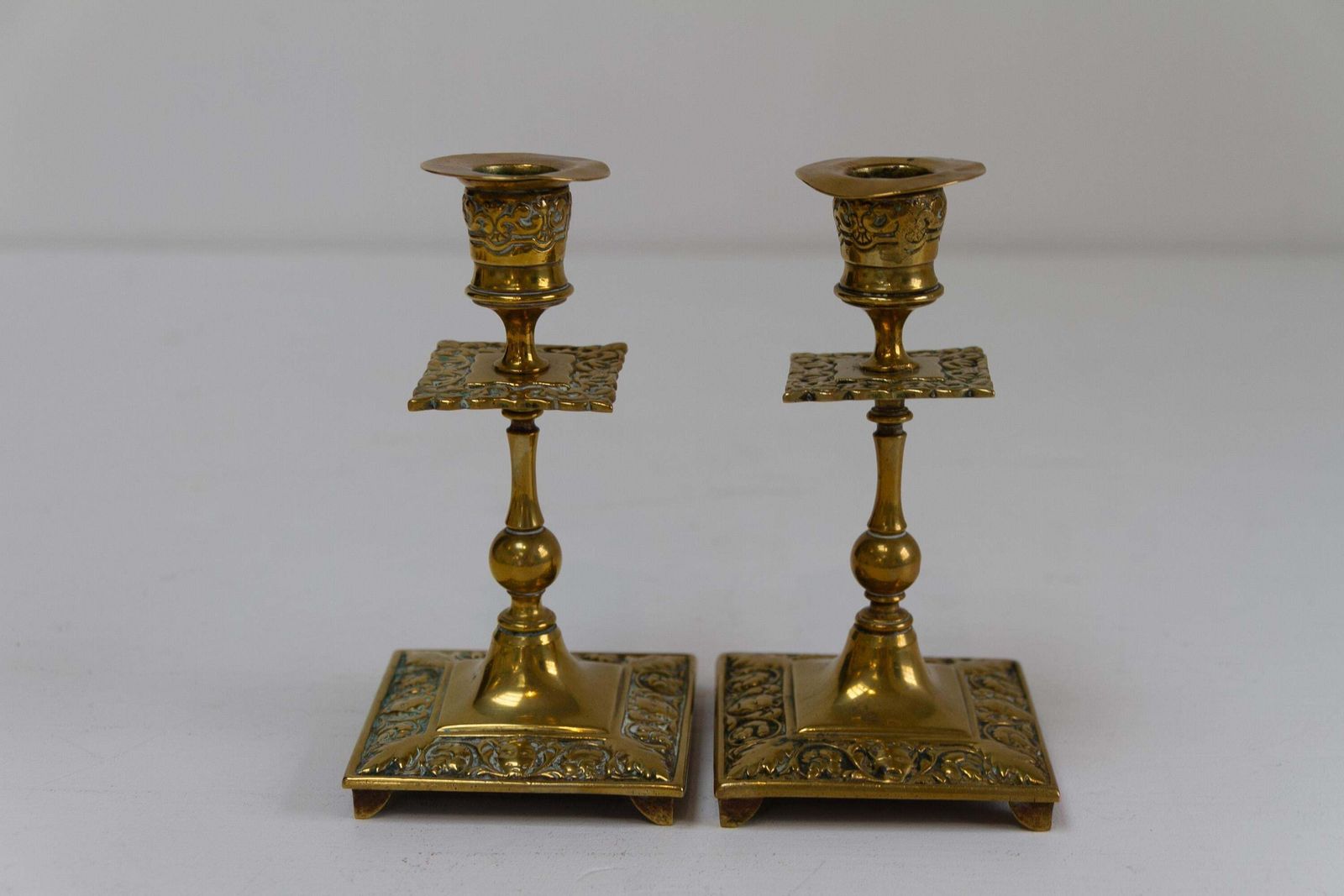 Antique English Brass Candlesticks. Set Of 2. photo furniture