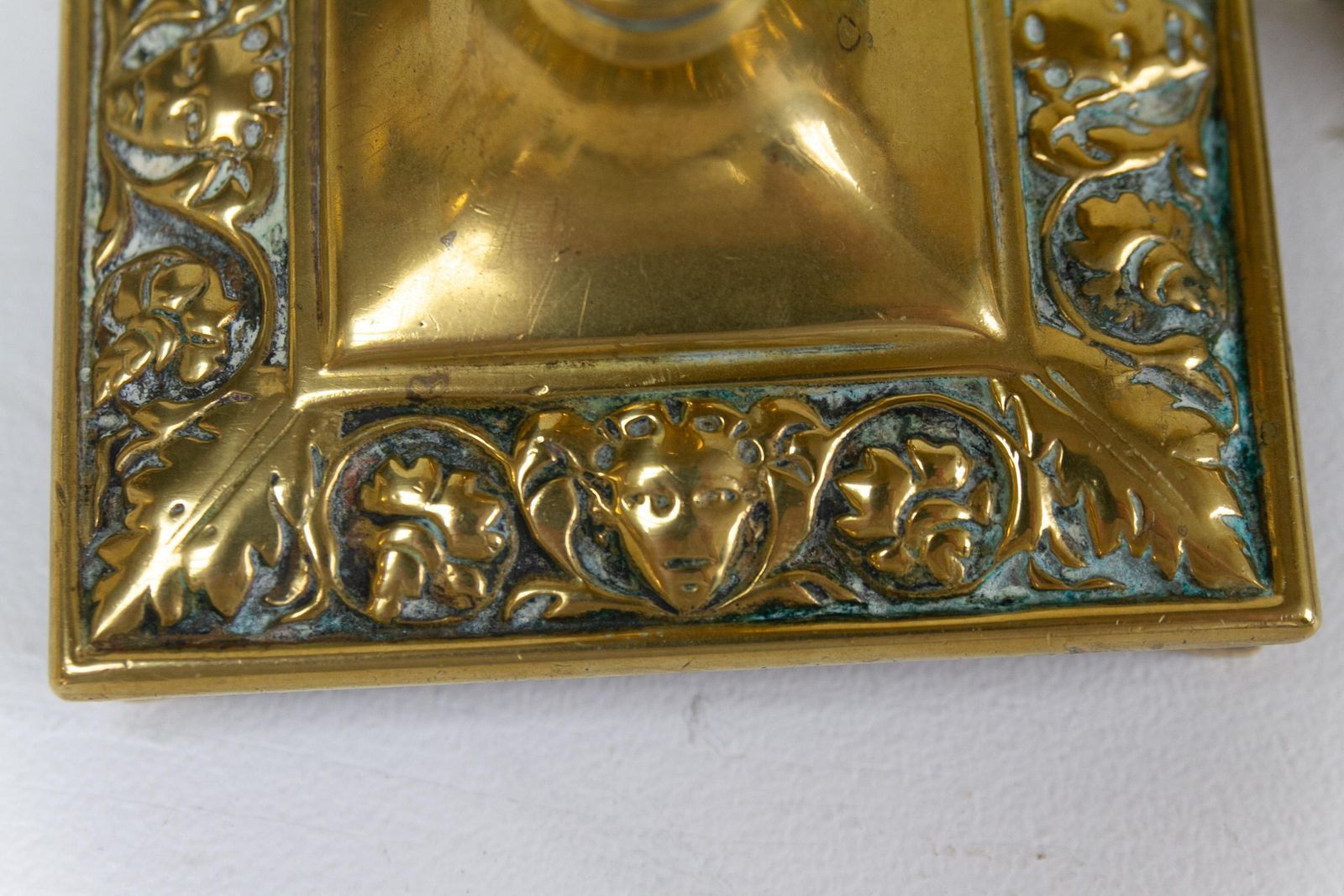 photo furniture Antique English Brass Candlesticks. Set Of 2.