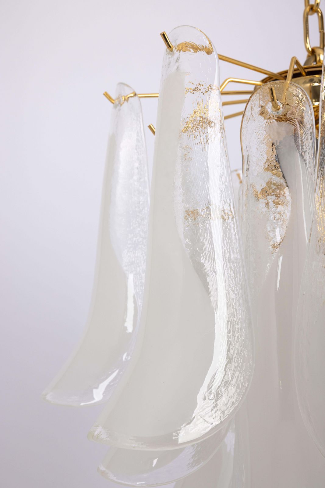 Stunning Large Murano Glass Petals Chandelier Italy, 1980s photo vinterior