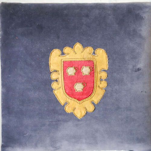 Matched Pair Scottish Oak Armorial Clan Chairs Velvet Upholstery Heraldic Crests C 1650 photo Furniture