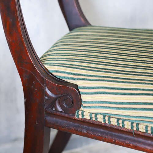 photo furniture Pair Of William IV Mahogany Side Chairs With Regency Stripe Upholstery, C.1830