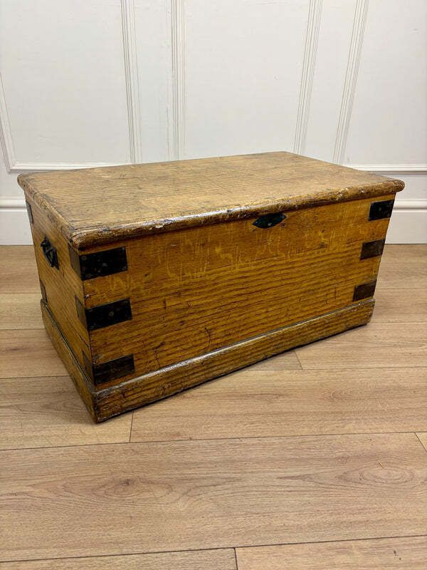 Antique Pine Storage Box Coffee Table photo for sale
