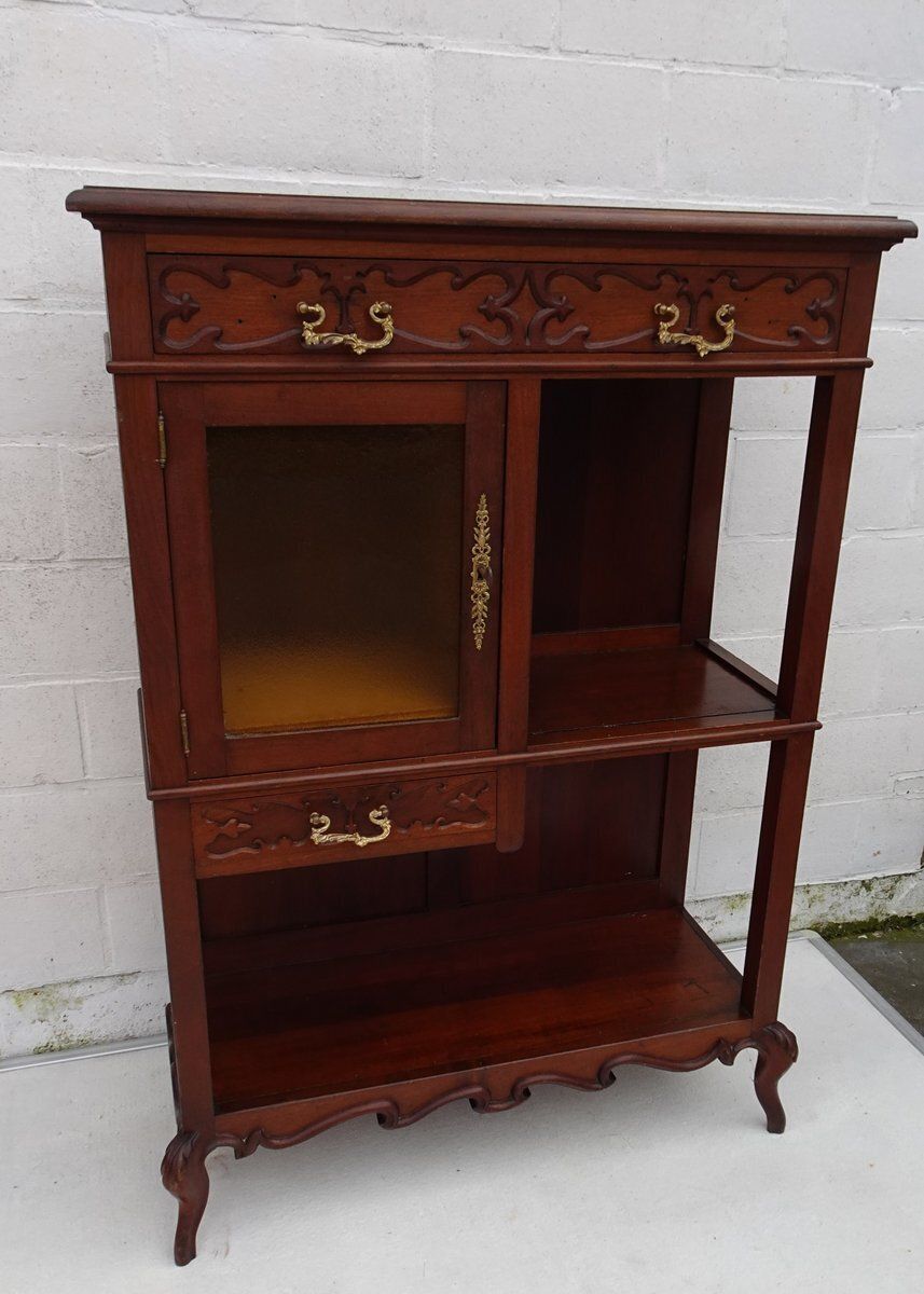 Art Nouveau Small Cabinet Display With Glass, 1920s photo vintage
