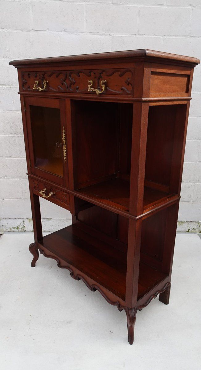 photo furniture Art Nouveau Small Cabinet Display With Glass, 1920s