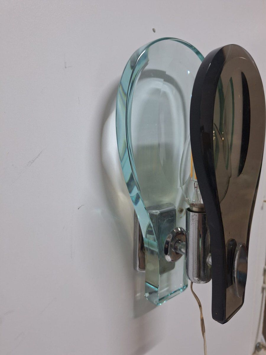 Nile Green Murano Glass Wall Lamps Attributed To Fontana Arte, Italy, 1960s, Set Of 2 photo vinterior