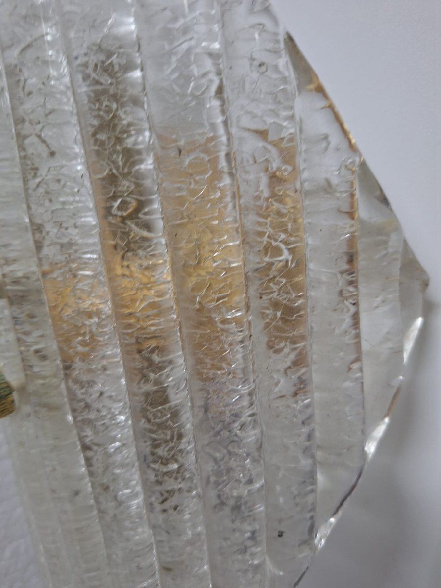 Murano Glass Wall Lamps In Glass And Brass, Italy, 1970s, Set Of 3 photo vintage