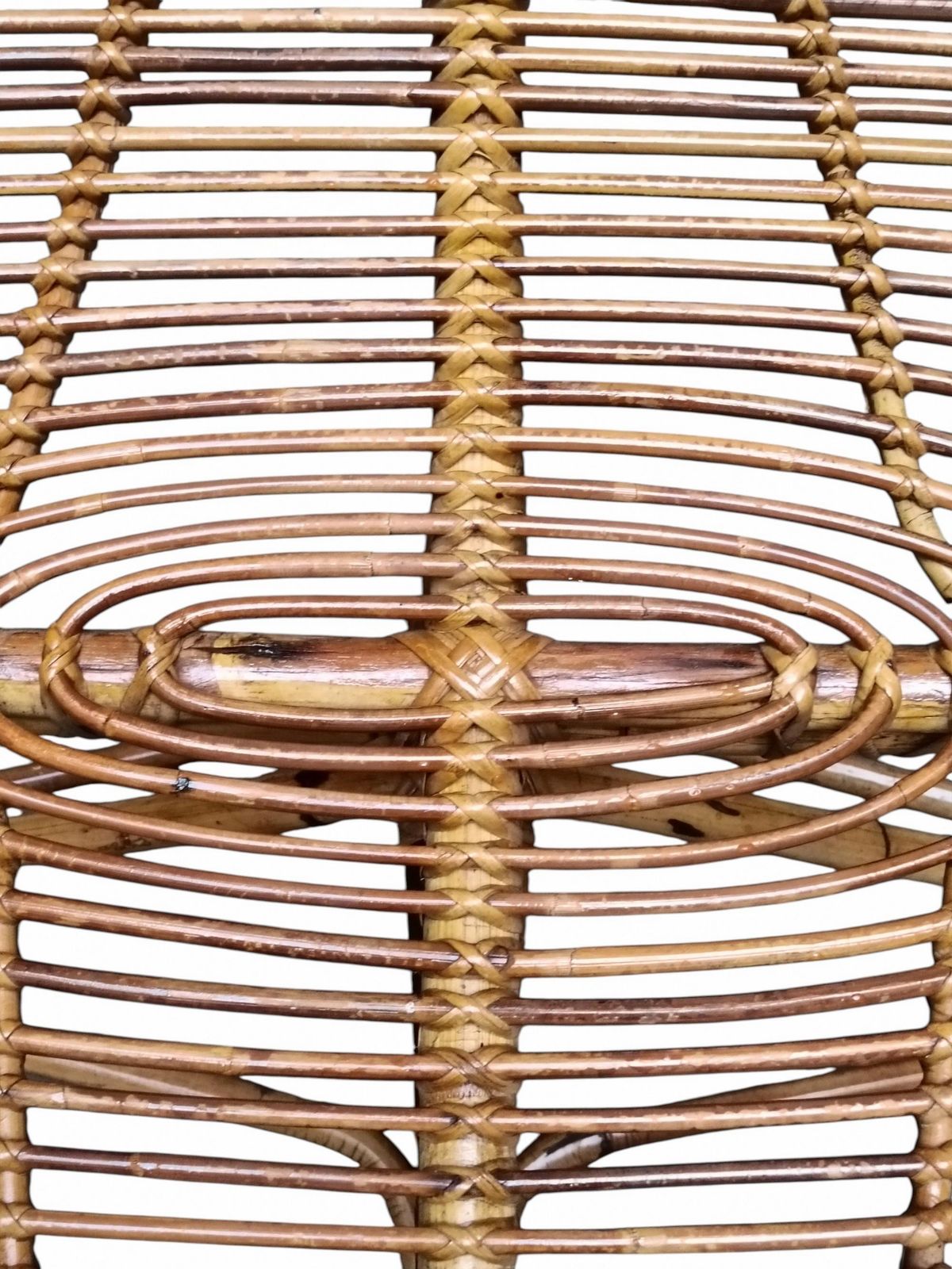 Tito Agnoli Attrib. Oval Woven Rattan Coffee Table, Italy 1960s photo vinterior