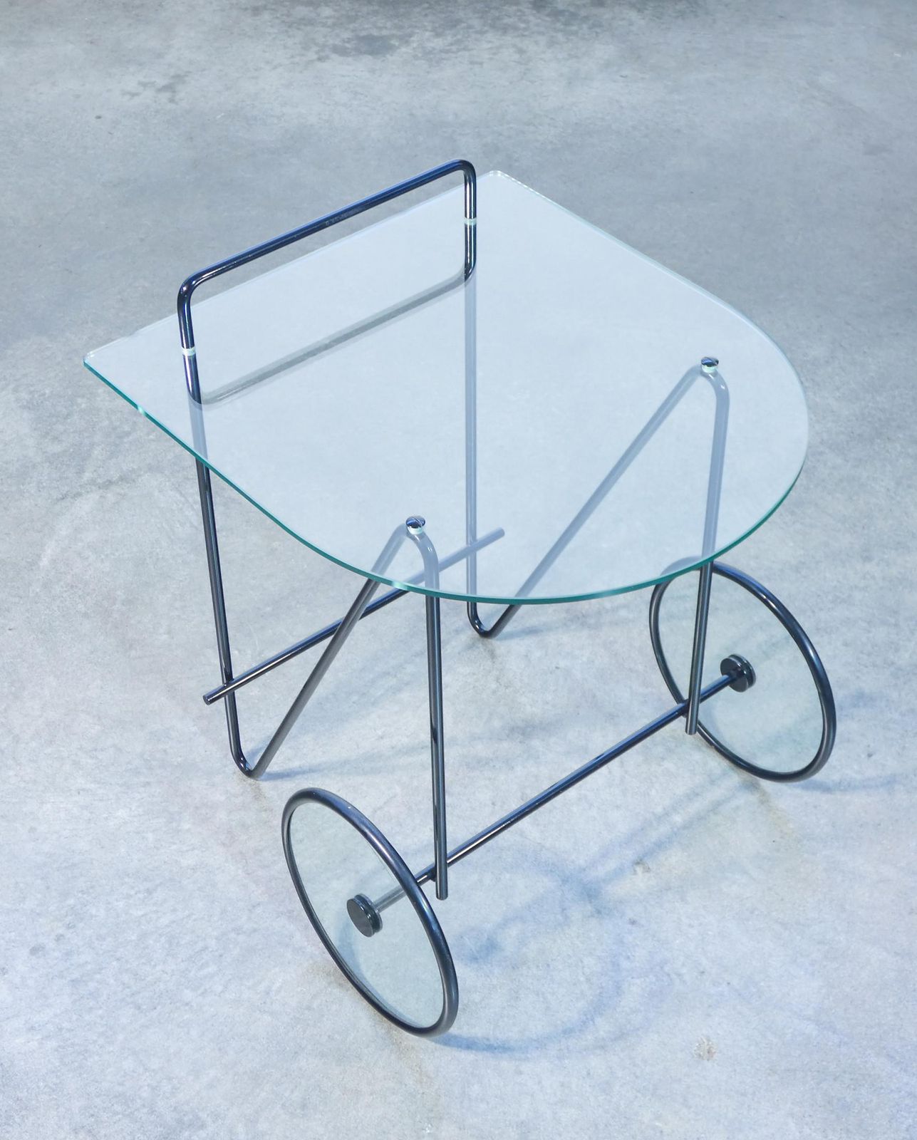 Food Cart Designed By Carlo Cerbaro, For Porada In Metal And Glass. 1980s photo for sale