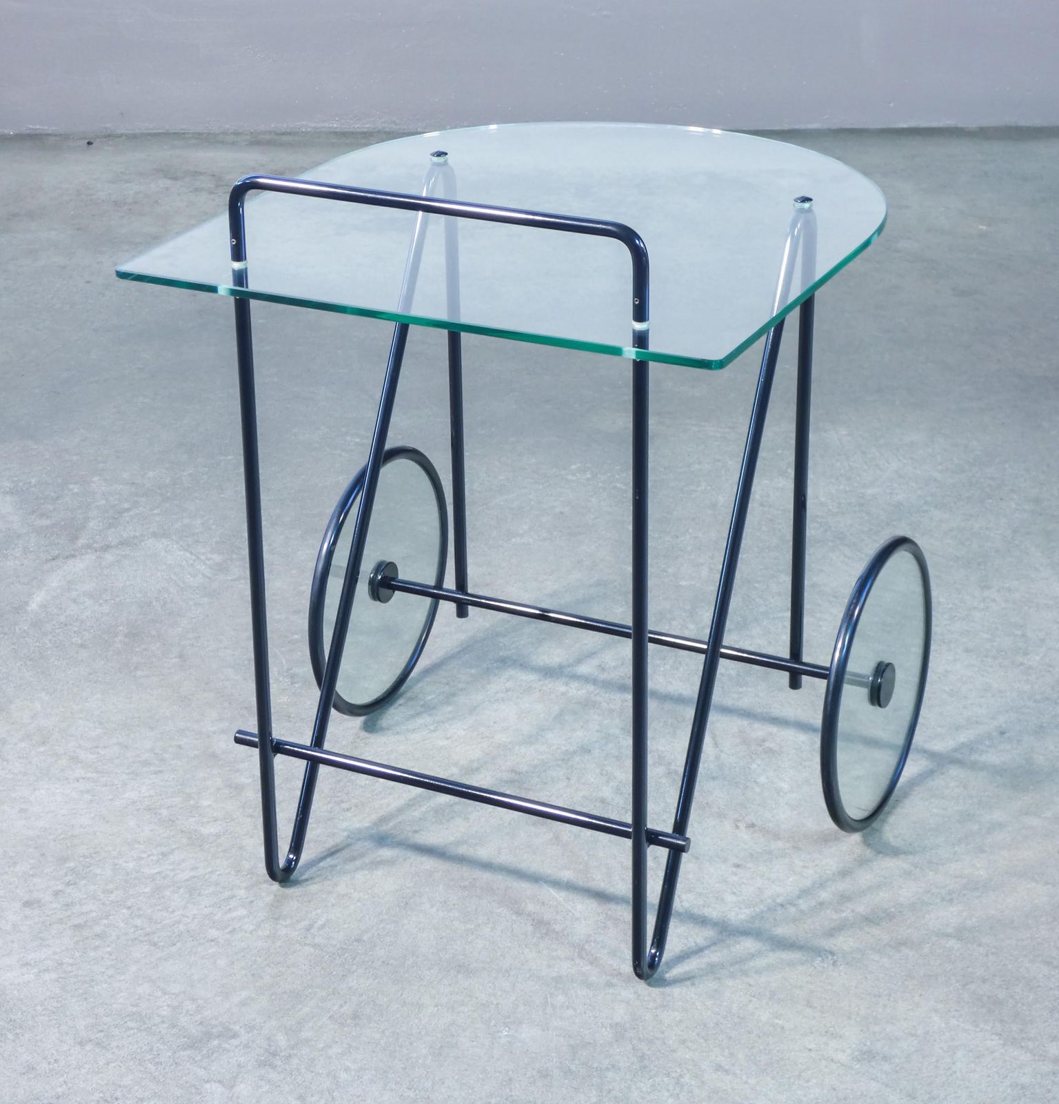 Food Cart Designed By Carlo Cerbaro, For Porada In Metal And Glass. 1980s photo vinterior