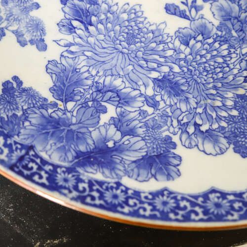 Large 19th‑Century Blue‑And‑White Chrysanthemum Charger Large 19th‑Century Blue‑And‑White Chrysanthemum Charger Large 19th‑Century Blue‑And‑White Chr photo Home Decor