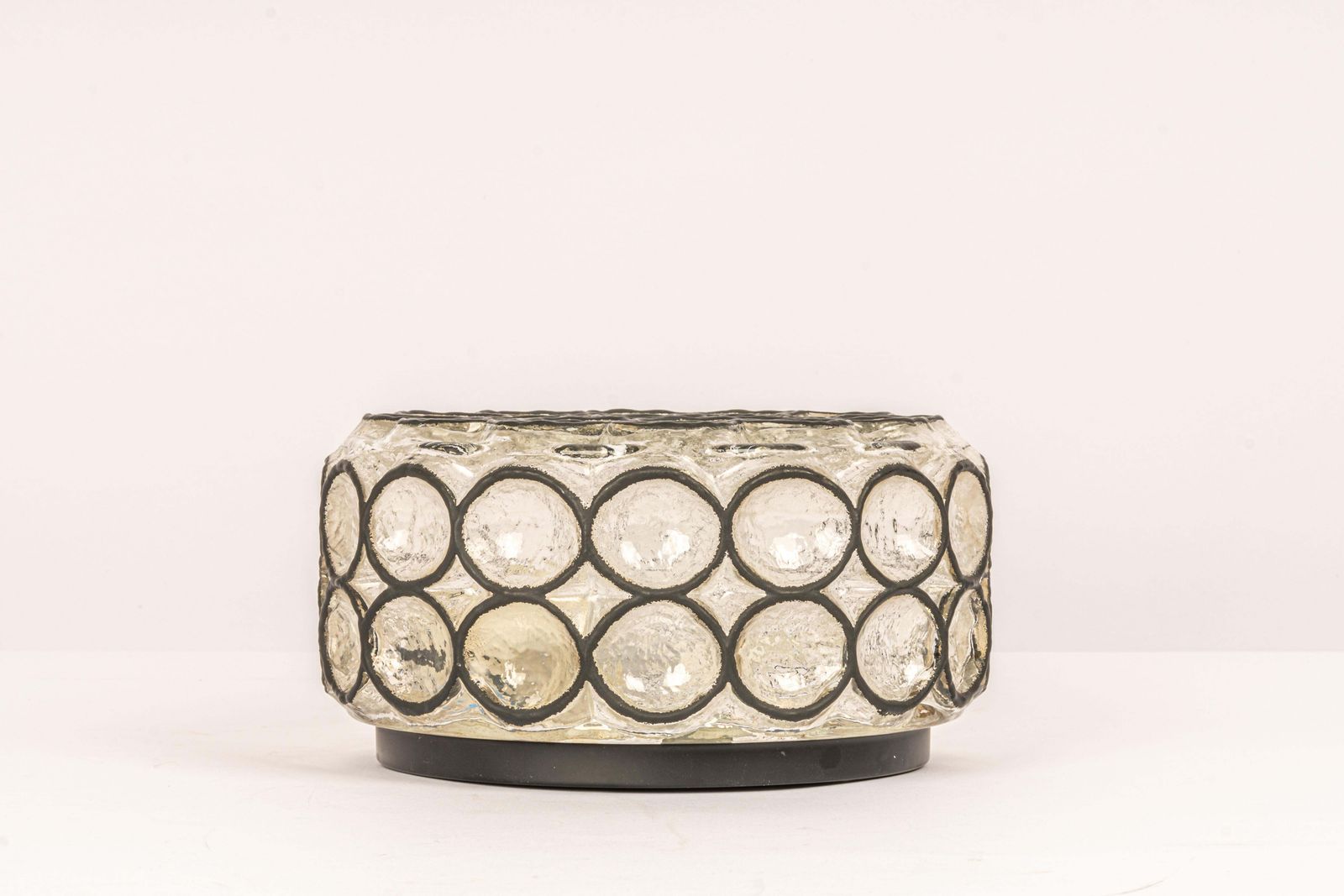 1 Of 8 Petite Iron And Glass Wall Or Ceiling Lights By Limburg, Germany, 1960s photo for sale