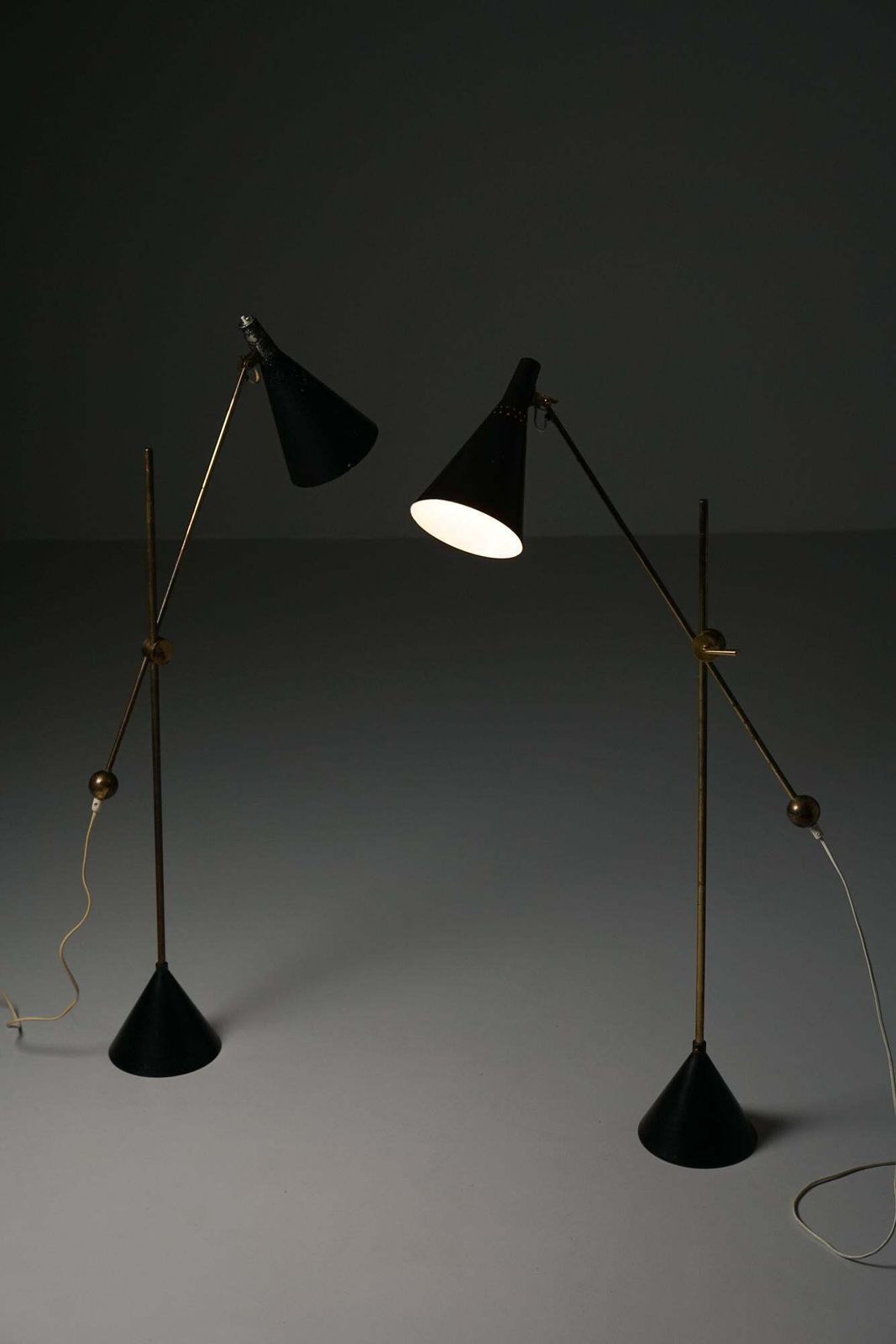 photo furniture Pair Of K10 11 Scandinavian Modern Floor Lamps, Tapio Wirkkala, Idman Oy, 1950s