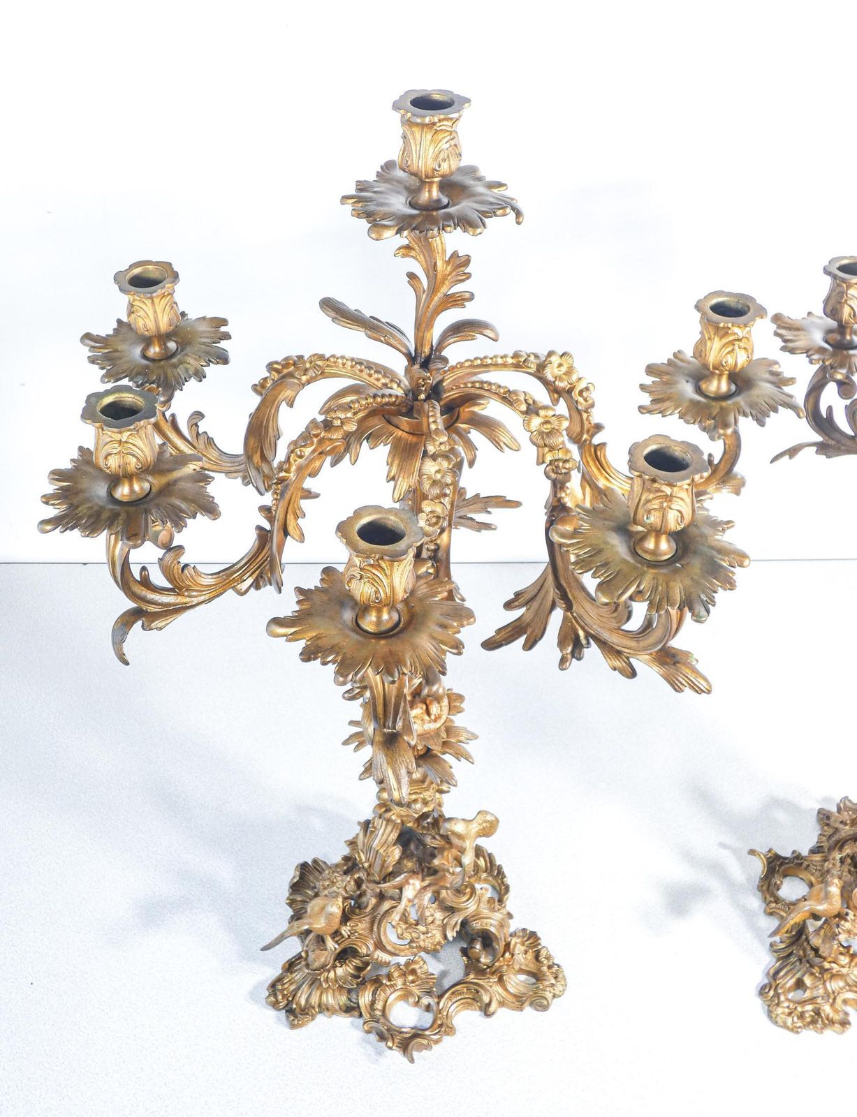 Pair Of Large Six Lumen Napoleon III Candelabra In Gilded Bronze. Mid 1800s photo Home Decor