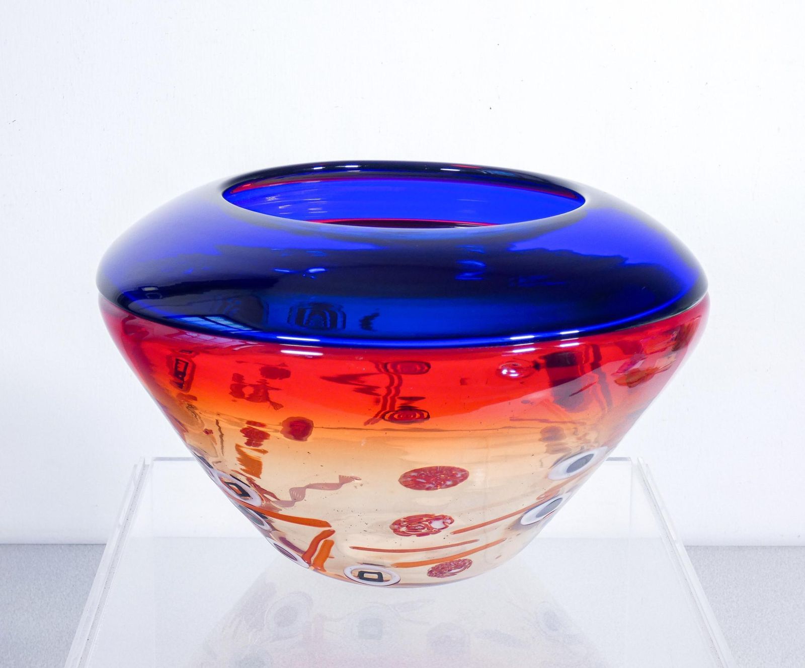 Murano Blown Glass Vase, Design Stefano Toso. Italy, 90s photo vintage