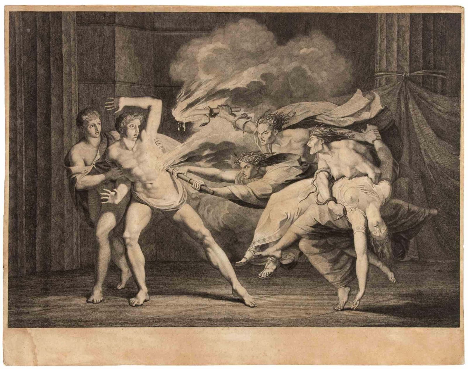 Giuseppe Rosaspinaorestes Peresecuted By Furies Etching By Giuseppe Rosaspina Early 19th Centuryearly 19th Century