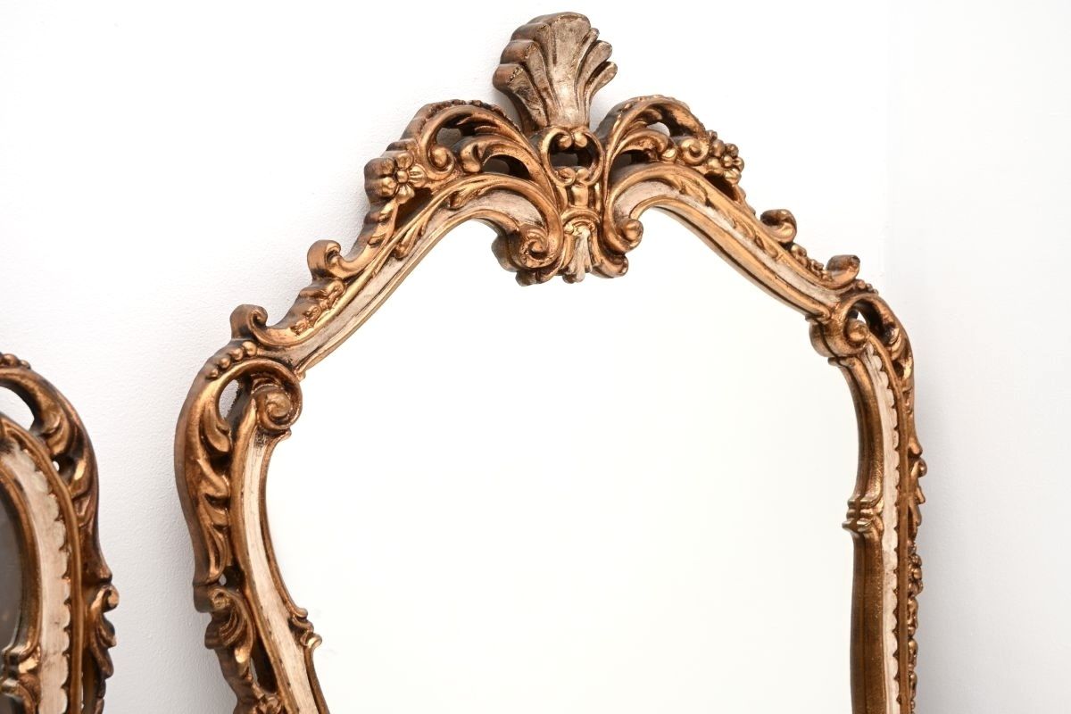 Pair Of Antique French Rococo Style Gilt Wood Mirrors photo Home Decor